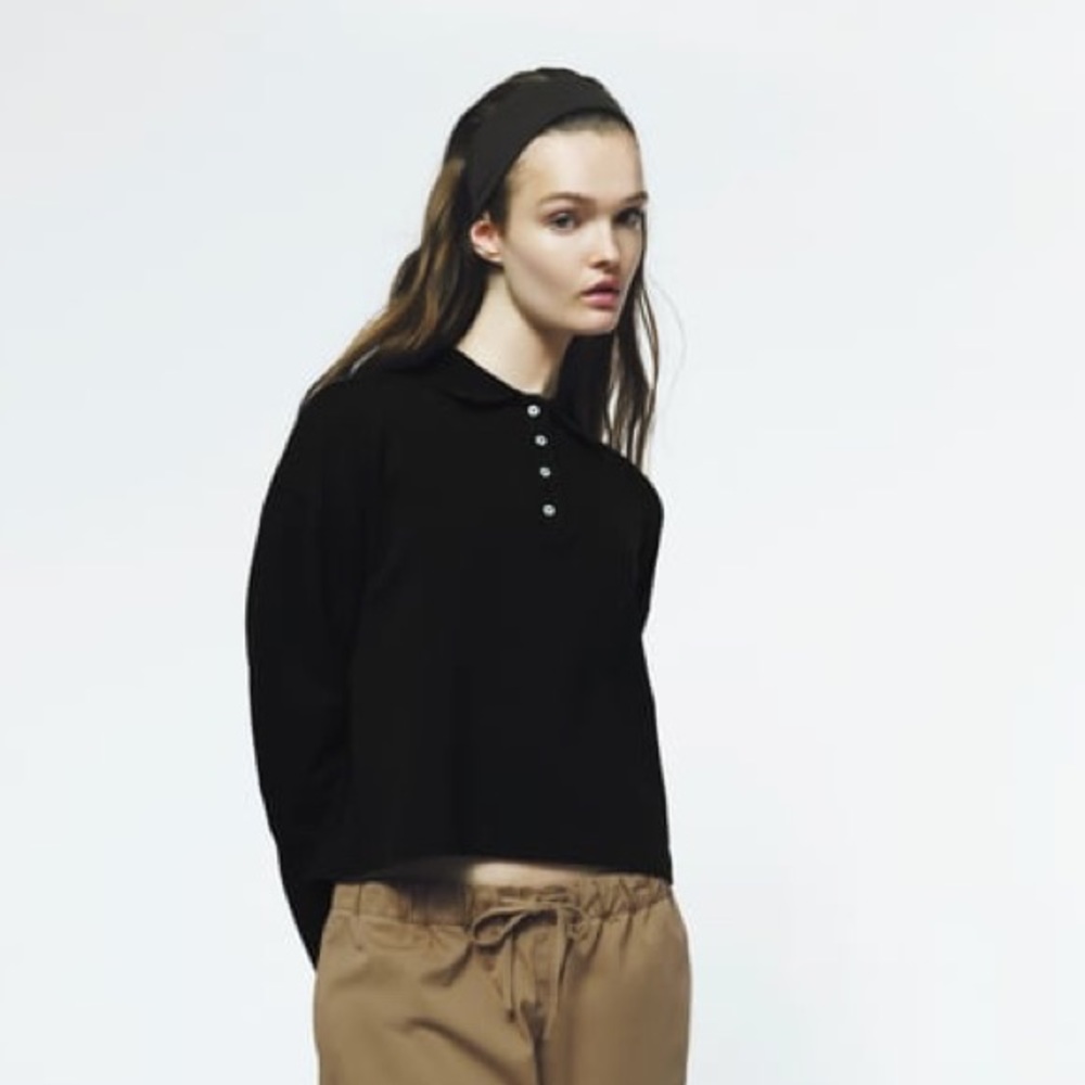 NWT Zara Cotton Polo - Charcoal - Women’s L